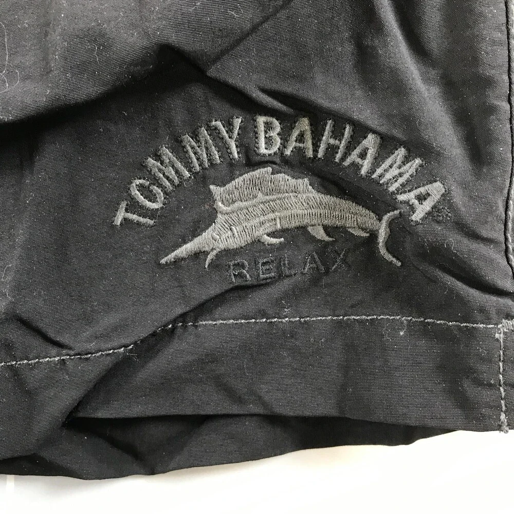 Tommy Bahama Swim Shorts Mens Big 2XB Black Nylon Mesh Lined Drawstring Logo